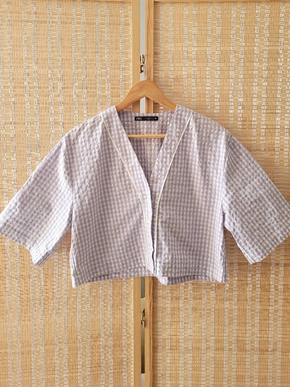 ZARA Purple Gingham Crop Top